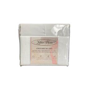 Lelux Home 4-Piece King Sheet Set White Soft Silky Polyester Wrinkle-Resistant H